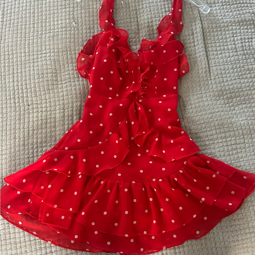 For Love And Lemons Scarlet Polka Dot Mini Dress